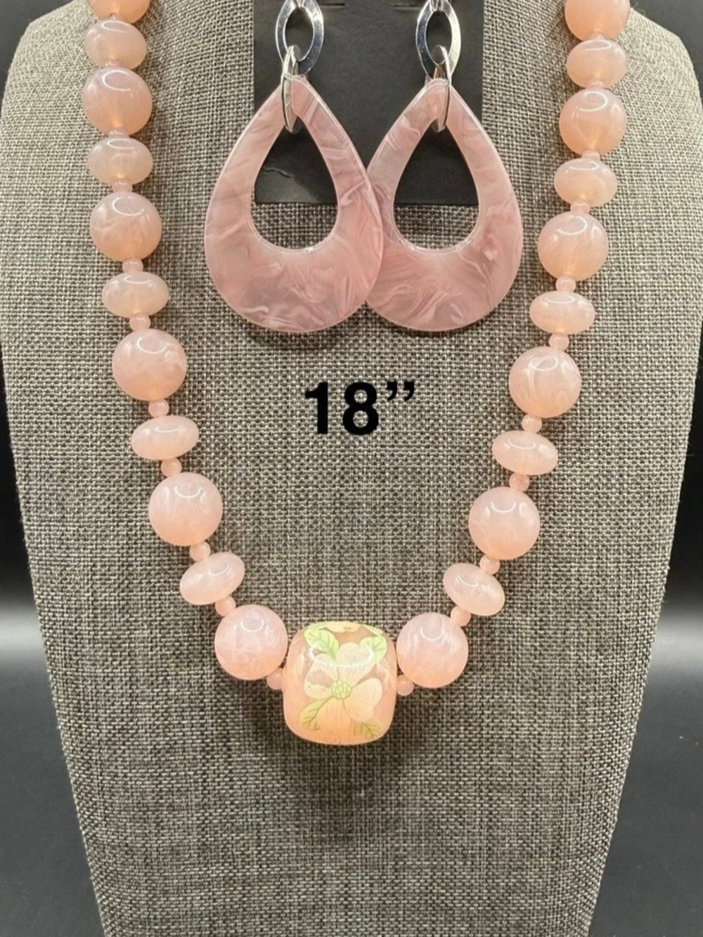 Pink Beaded Necklace & earrings